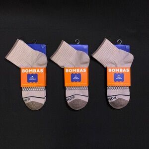 3X BOMBAS Merino Wool Blend Quarter Ankle Socks MEDIUM Pale Beige NWT